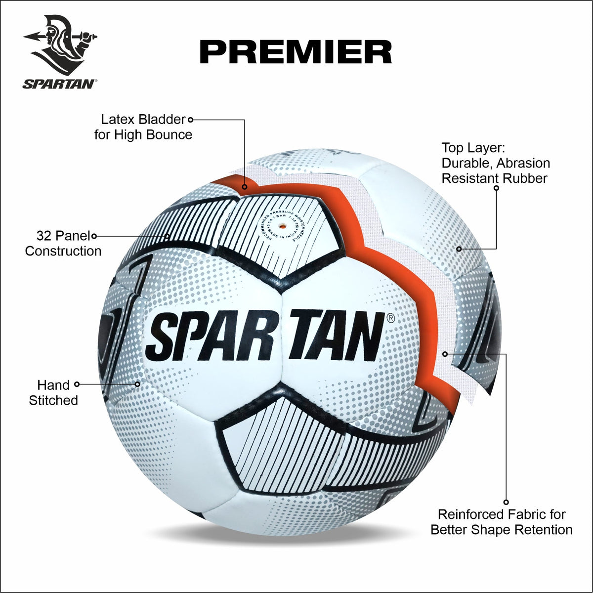 SPARTAN FOOTBALL PREMIER BLACK & WHITE Spartan Sports